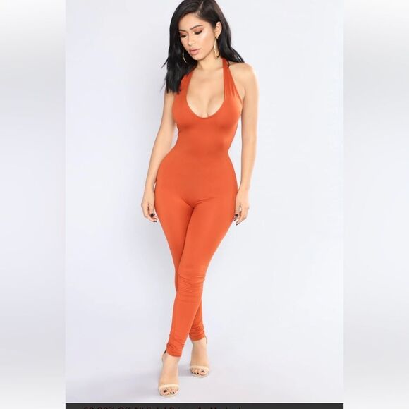 NWT Fashion NovaOrange Halter Jumpsuit - Picture 1 of 7